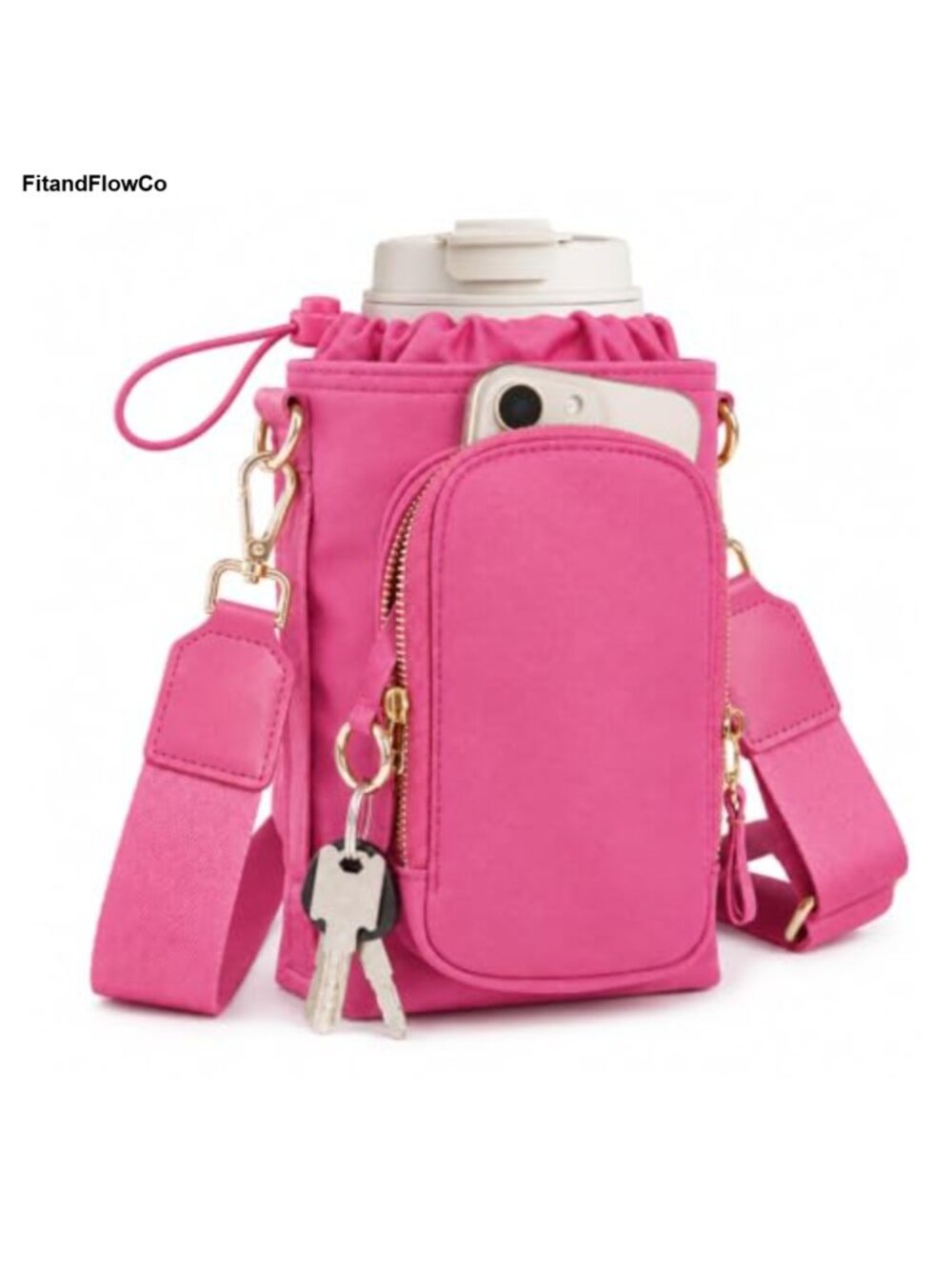 Neoprene Water Bottle Carrier Crossbody Bag Adjustable Strap Hiking